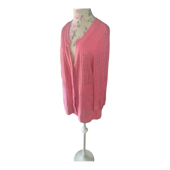 Christopher & Banks Pink Cardigan with Relaxed Fit and V-Neck Excellent - Picture 2 of 10
